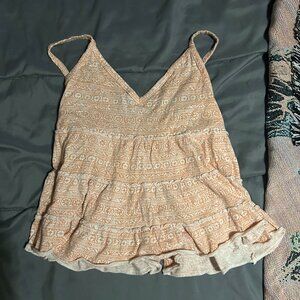 Flowey Peach and White V-Neck Tank Top